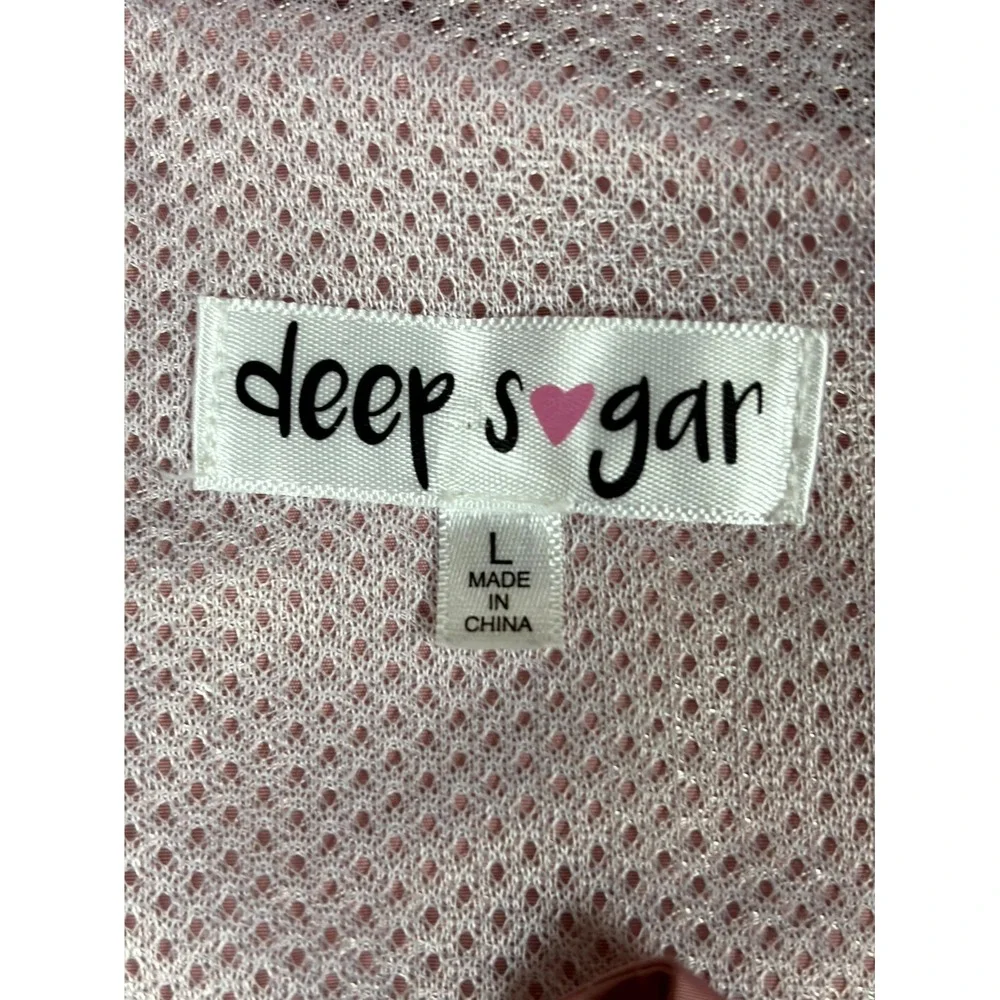 Deep Sugar Track Jacket Womens L Pink Full Zip Wind Resistant Cropped Athleisure